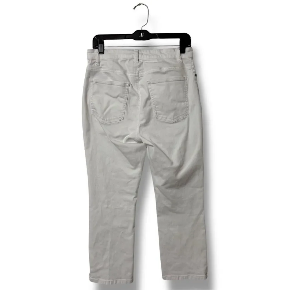 Eileen Fisher White Cropped Jeans 8 High Rise Minimal Clean Capsule Denim